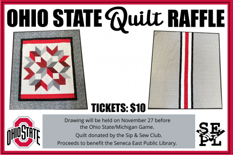 front and back pictures of the OSU quilt being raffled