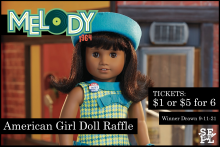 picture of the American Girl doll being raffled